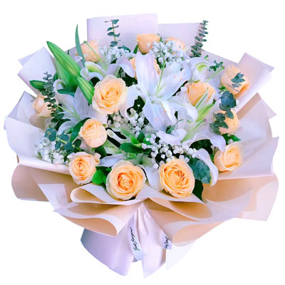 襄阳16朵香槟玫瑰2支百合，爱的温暖和幸福