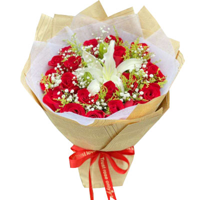 襄阳19朵红玫瑰1支百合，永恒之美
