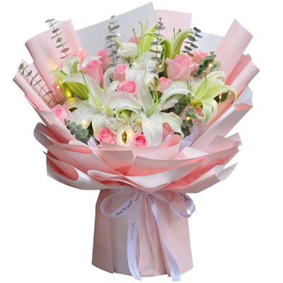 襄阳16朵粉玫瑰百合，感情稳定坚固